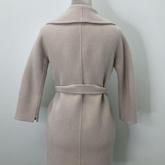AUTH Max Mara Belted Coat Robe In Cream Virgin Wool Size XS NWOT Quiet Luxury - Picture 7 of 16